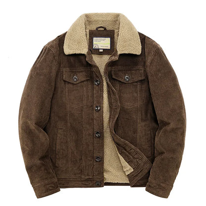 Men's Cotton Padded Parka Coat | Warm Loose Corduroy Short Jacket