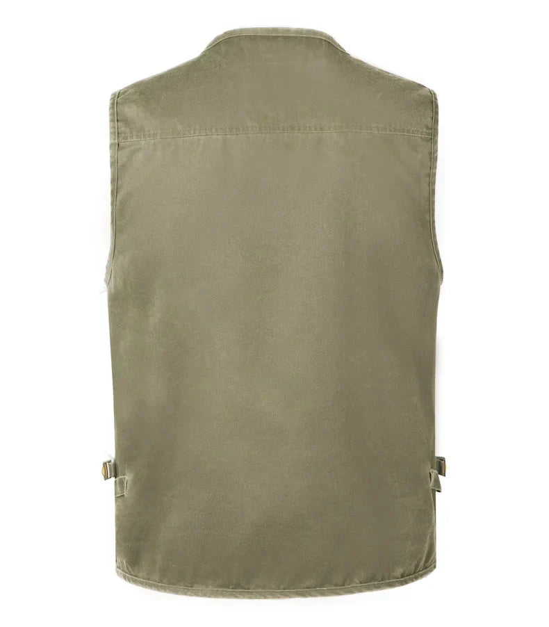 Men's Denim Sleeveless Vest | Multi-Pocket Tooling Cargo Waistcoat