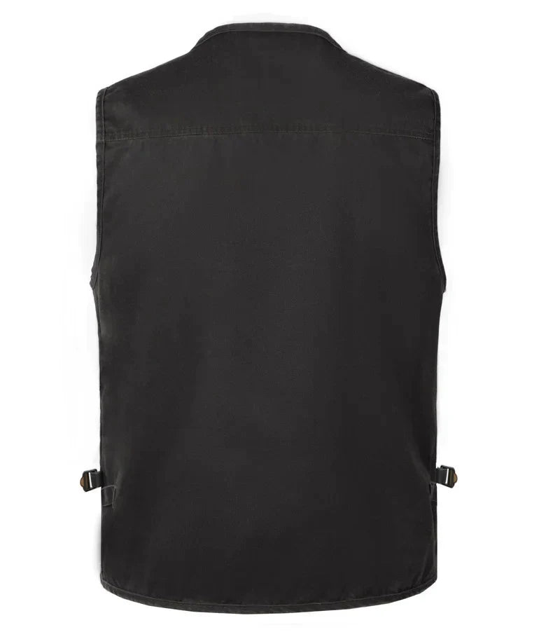 Men's Denim Sleeveless Vest | Multi-Pocket Tooling Cargo Waistcoat