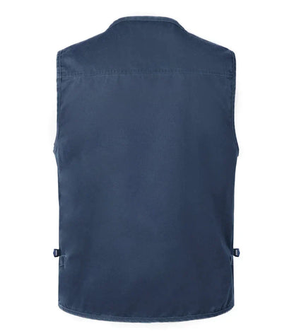 Men's Denim Sleeveless Vest | Multi-Pocket Tooling Cargo Waistcoat