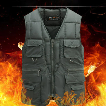 Men's Stand Collar Warm Vest Jacket | Autumn Winter Sleeveless Cardigan