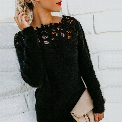 Black Lace Hollow Sweater - ByDivStore