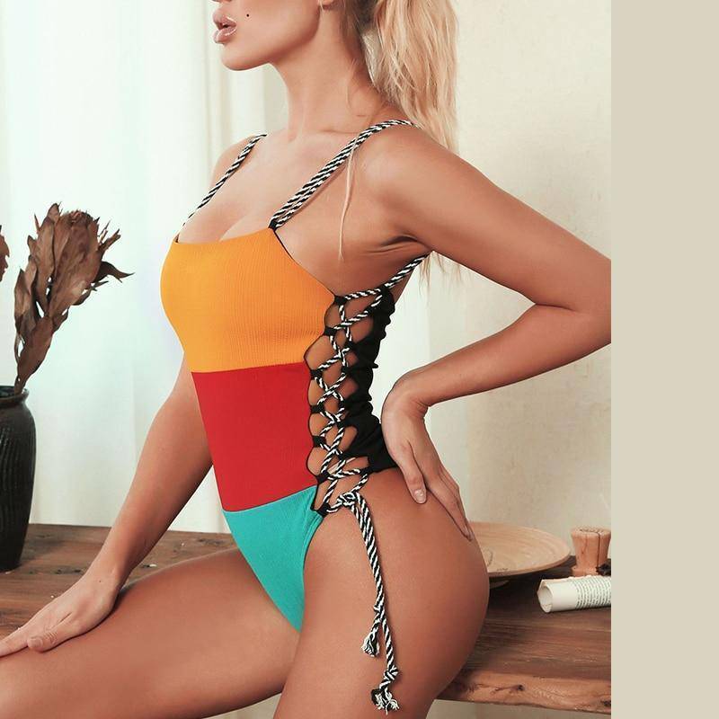 Lace Up Swimsuit - ByDivStore