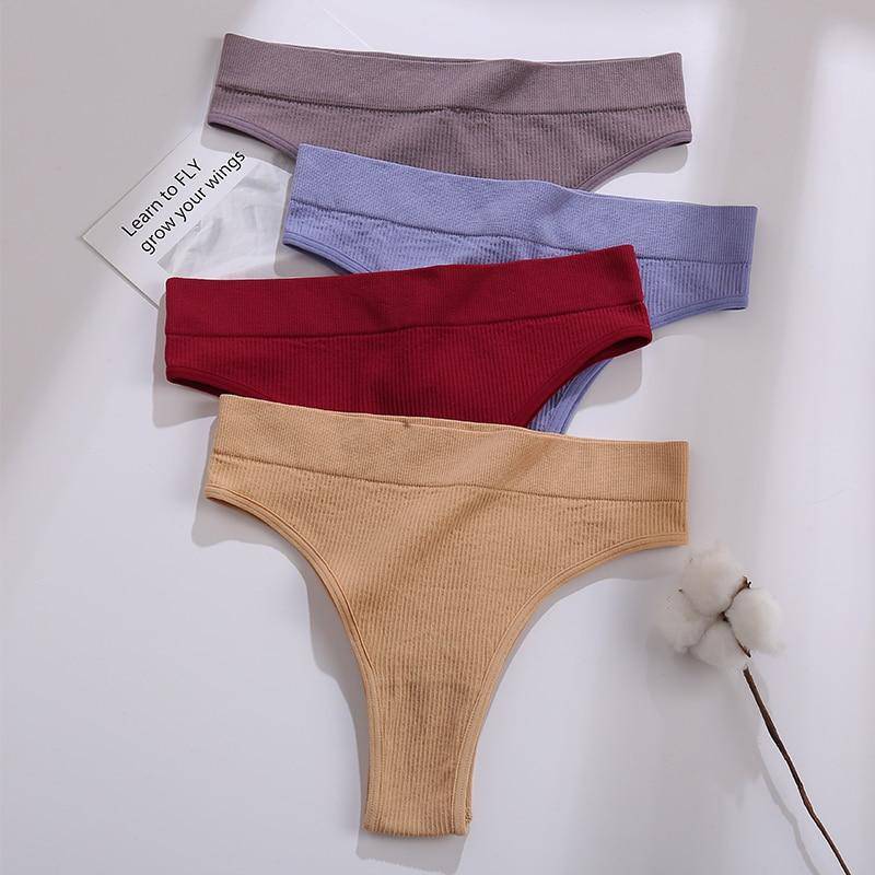 Women's 2Pcs Thong High Waisted Panties - ByDivStore