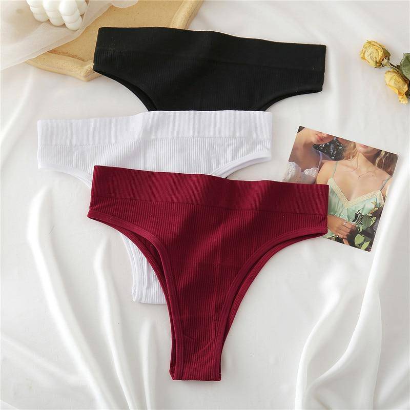 Women's 2Pcs Thong High Waisted Panties - ByDivStore