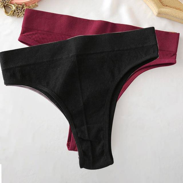 Women's 2Pcs Thong High Waisted Panties - ByDivStore