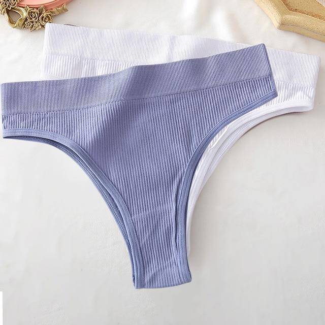 Women's 2Pcs Thong High Waisted Panties - ByDivStore