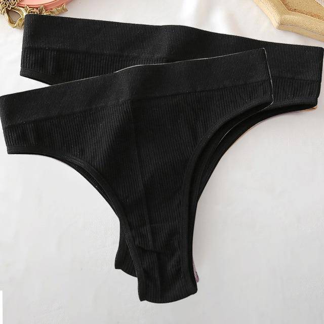 Women's 2Pcs Thong High Waisted Panties - ByDivStore