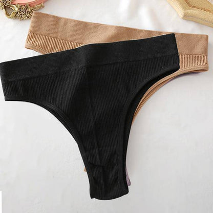 Women's 2Pcs Thong High Waisted Panties - ByDivStore