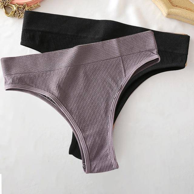 Women's 2Pcs Thong High Waisted Panties - ByDivStore