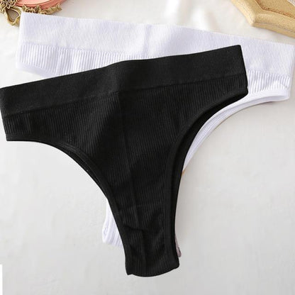 Women's 2Pcs Thong High Waisted Panties - ByDivStore