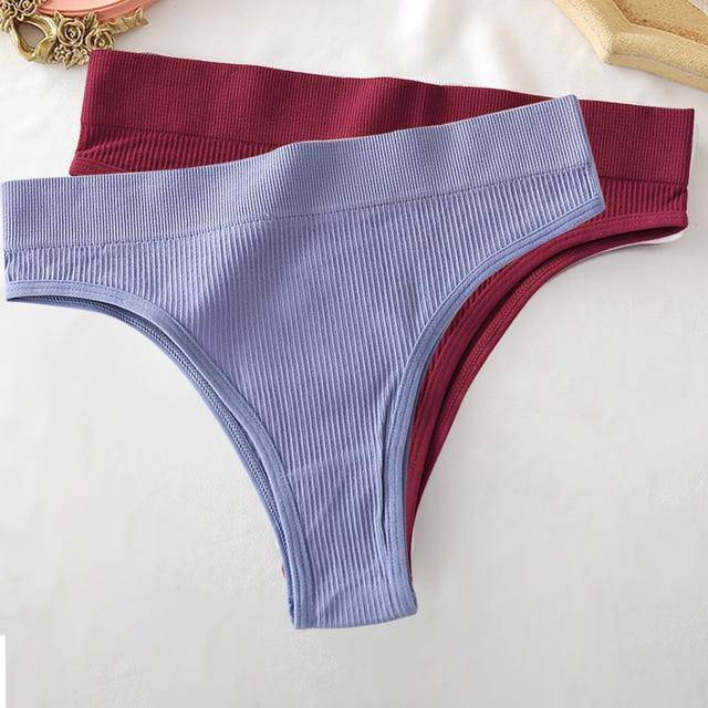 Women's 2Pcs Thong High Waisted Panties - ByDivStore