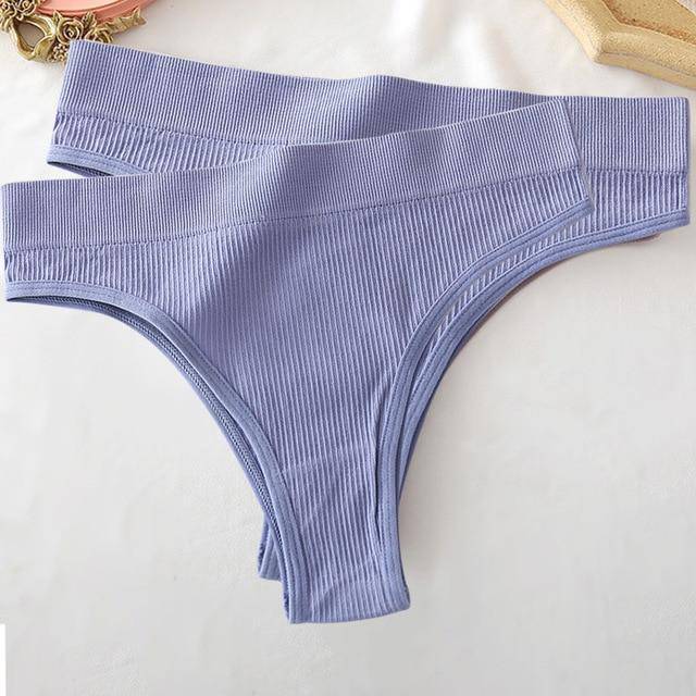 Women's 2Pcs Thong High Waisted Panties - ByDivStore