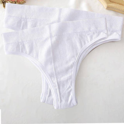 Women's 2Pcs Thong High Waisted Panties - ByDivStore