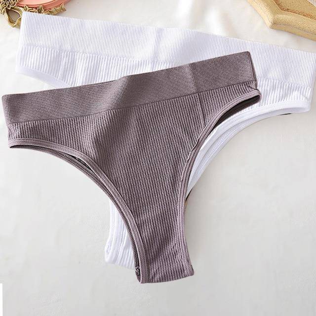 Women's 2Pcs Thong High Waisted Panties - ByDivStore