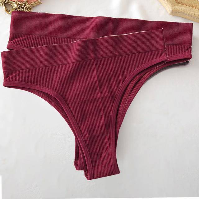 Women's 2Pcs Thong High Waisted Panties - ByDivStore