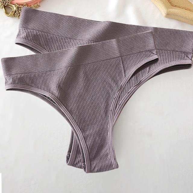 Women's 2Pcs Thong High Waisted Panties - ByDivStore