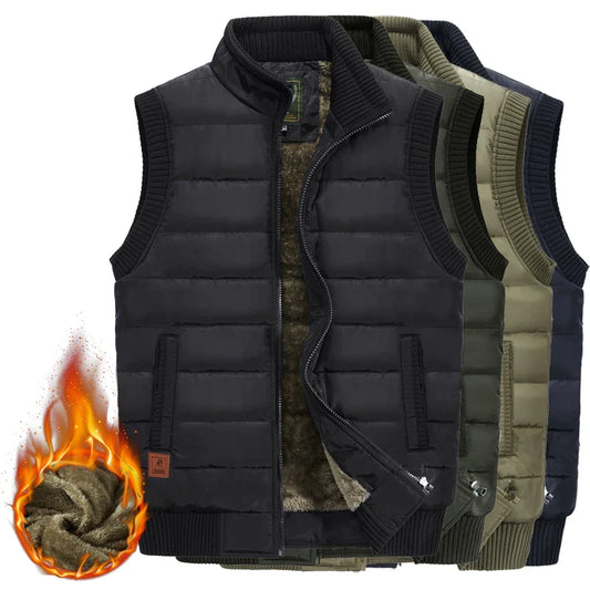 Men's Sleeveless Winter Vest | Fleece Warm Stand Collar Waistcoat