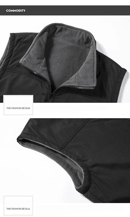 Trendy Men's Fleece Jacket Vest | Velvet Warm Cotton Waistcoat