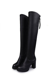 Women's Leather Back Zip Knee Boots - ByDivStore