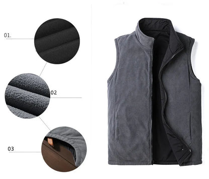 Trendy Men's Fleece Jacket Vest | Velvet Warm Cotton Waistcoat