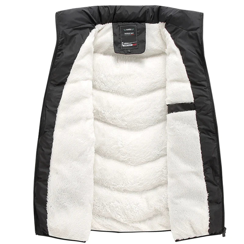 Winter Casual Fleece Sleeveless Vest Men Jacket | Autumn Warm Cotton Thick Coat