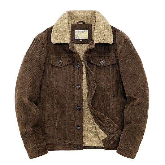 Men's Cotton Padded Parka Coat | Warm Loose Corduroy Short Jacket
