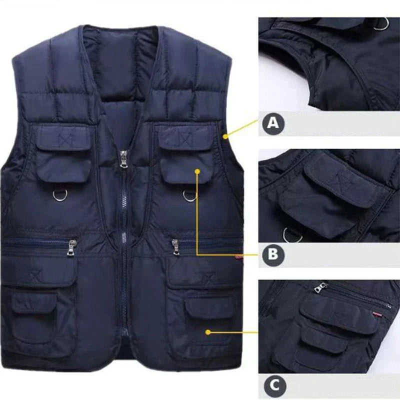 Men's Stand Collar Warm Vest Jacket | Autumn Winter Sleeveless Cardigan