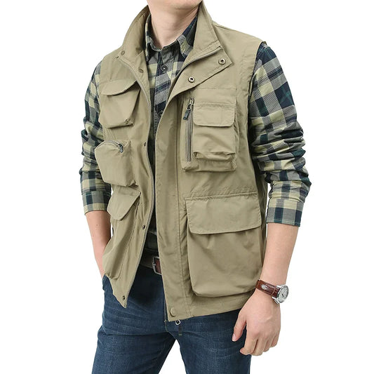 Men's Spring Outdoor Photographer Waistcoat | Tactical Multi-Pocket Sleeveless Jacket