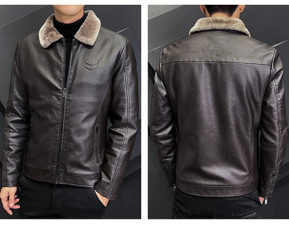 Winter Fashion Warmth Thickened Leather Jacket | Plus Size Bomber Coat for Men