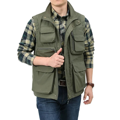 Men's Spring Outdoor Photographer Waistcoat | Tactical Multi-Pocket Sleeveless Jacket