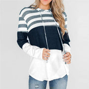 Women's Striped Drawstring Hoodie - ByDivStore