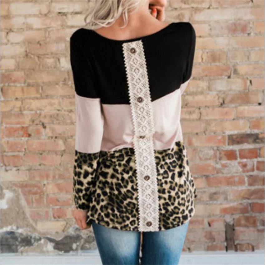 Women's Lace Back Button Sweatshirts - ByDivStore