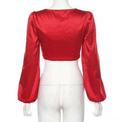 Silk Cropped Blouse - ByDivStore