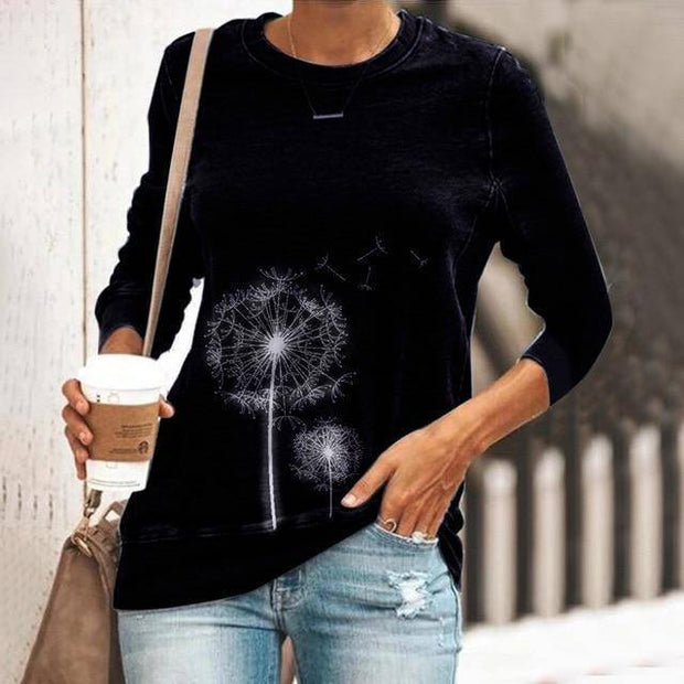 Women's Printed Round Neck Sweatshirt - ByDivStore