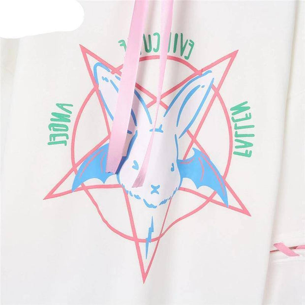 Women's Pentagram Print Lace Up Hoodies - ByDivStore