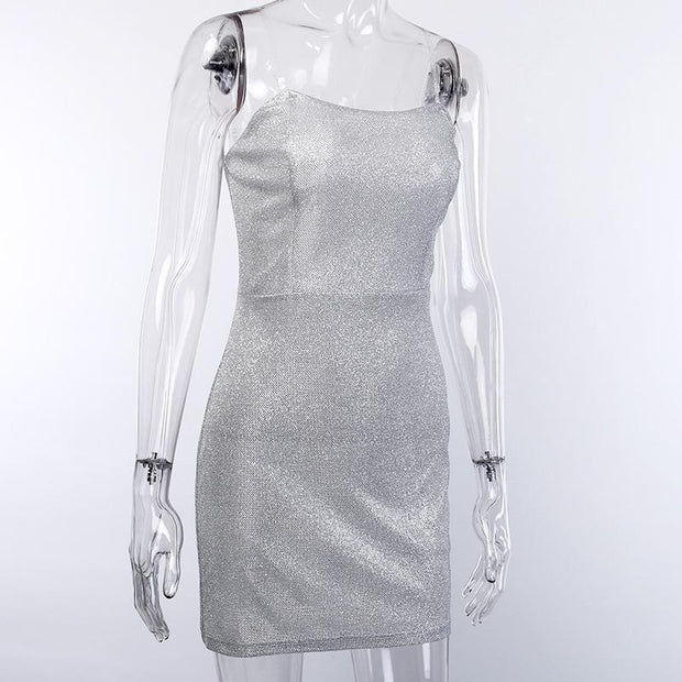 Silvery Backless Dress - ByDivStore