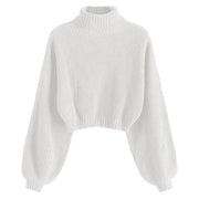 Roll Neck Cropped Sweater - ByDivStore