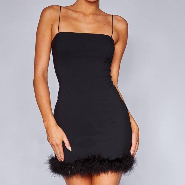 Feather Bodycon Dress - ByDivStore