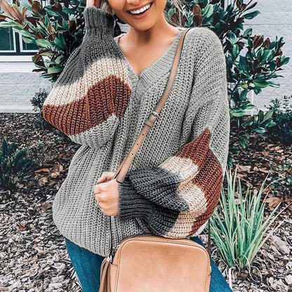 V-Neck Stripe Sweater - ByDivStore