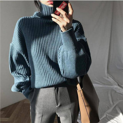 Turtleneck Loose Sweater - ByDivStore