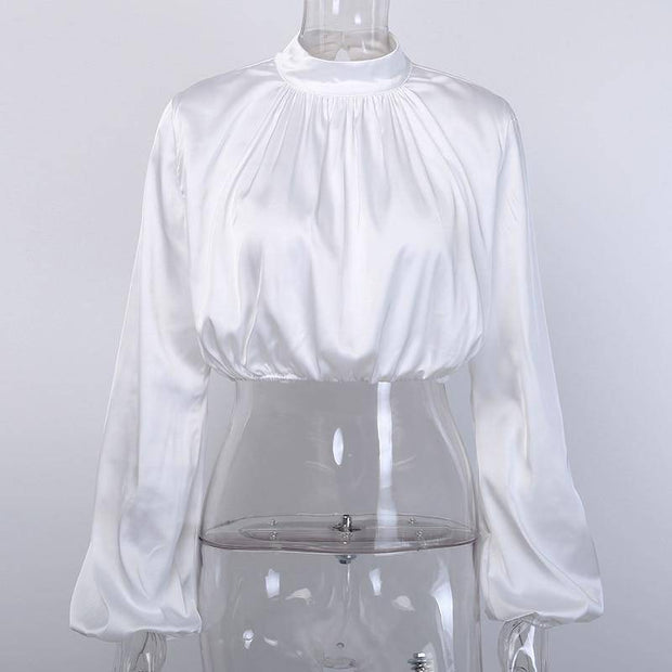 Satin Cropped Blouse - ByDivStore