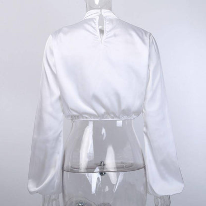 Satin Cropped Blouse - ByDivStore