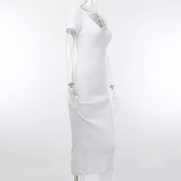 V-Neck Stretchy Dress - ByDivStore