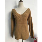 V-neck Backless Sweater - ByDivStore