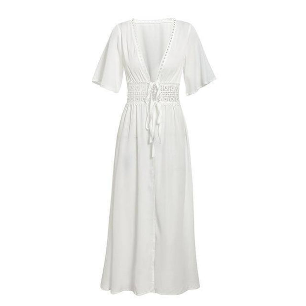White Embroidered Beach Dress - ByDivStore