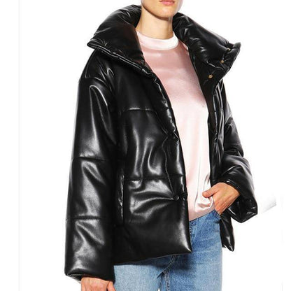 Women's Leather Parkas Jacket - ByDivStore